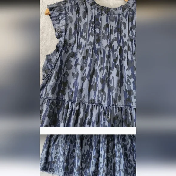Anthropologie Blue and Gray Midi Dress,sz S. - Picture 2 of 8